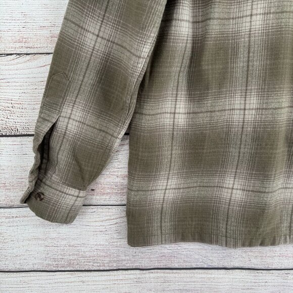 PENDLETON Original‎ Board Shirt Men's M 100% Virgin Wool Tan Plaid Flannel - Picture 13 of 13